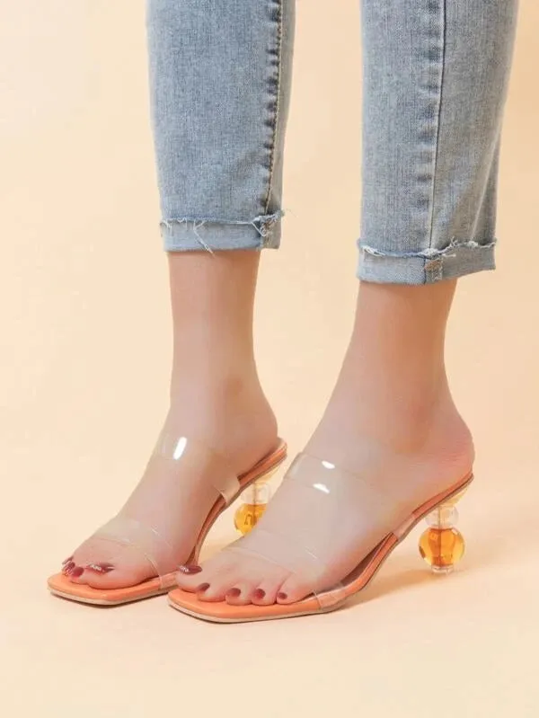 CM-SHS301979 Women Trendy Seoul Style Clear Sculptural Heeled Mule Sandals