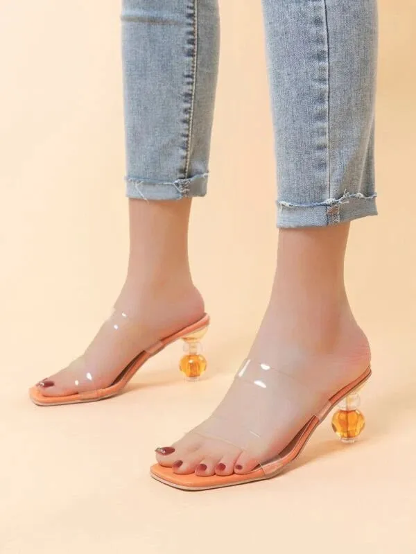 CM-SHS301979 Women Trendy Seoul Style Clear Sculptural Heeled Mule Sandals