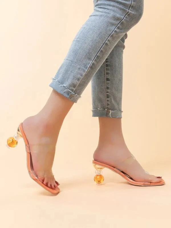 CM-SHS301979 Women Trendy Seoul Style Clear Sculptural Heeled Mule Sandals