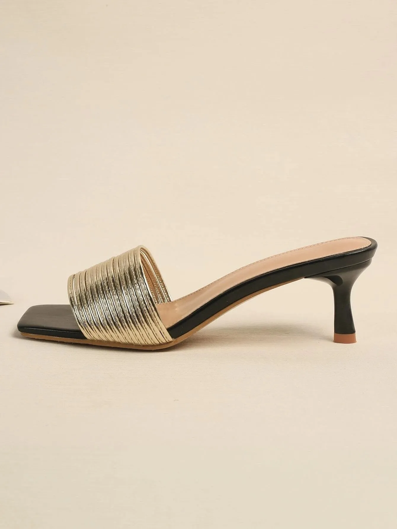 CM-SHS729328 Women Trendy Seoul Style Metallic Stiletto Heeled Mule Sandals