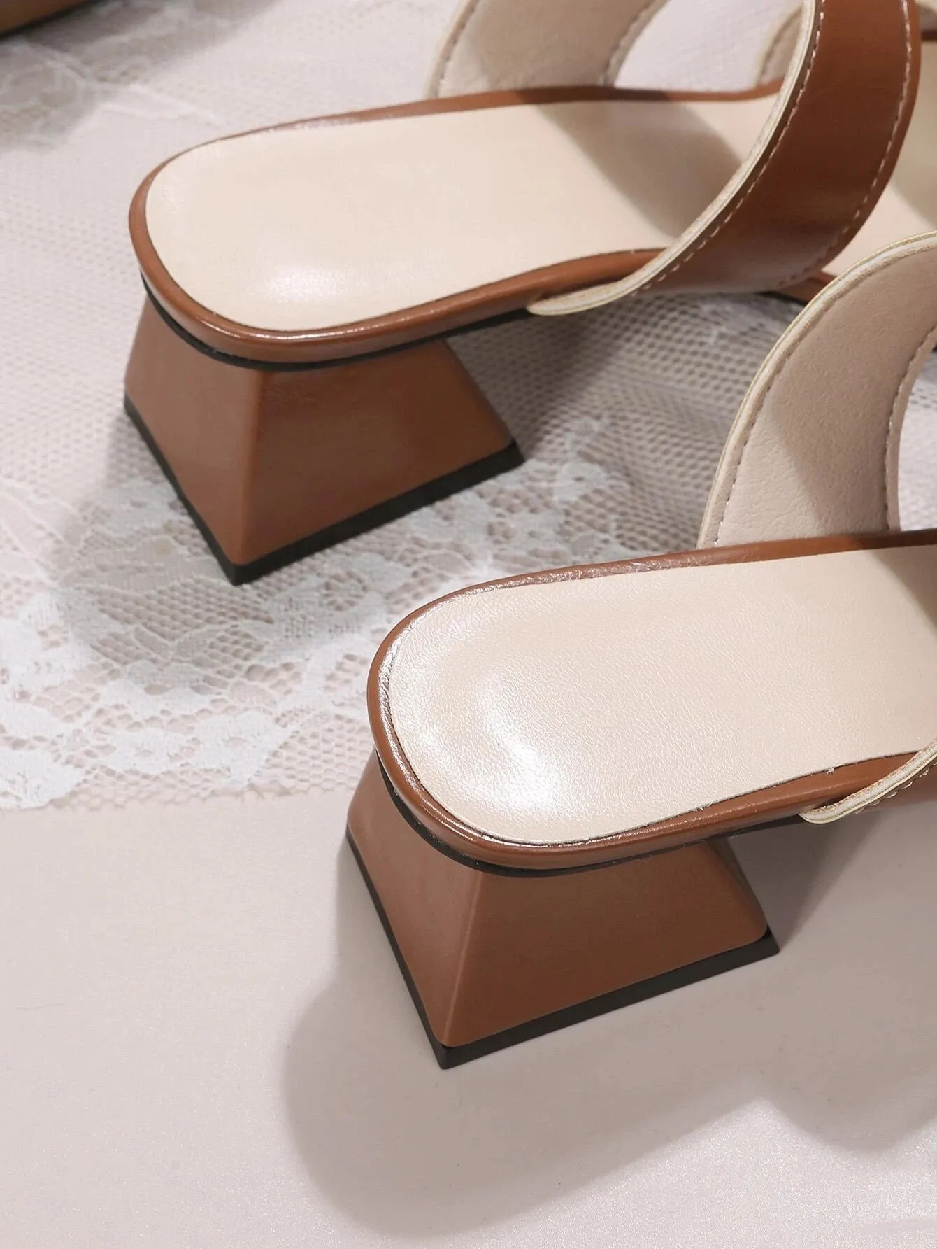 CM-SHS952059 Women Trendy Seoul Style Buckle Chunky Heeled Mule Sandals - Rust Brown