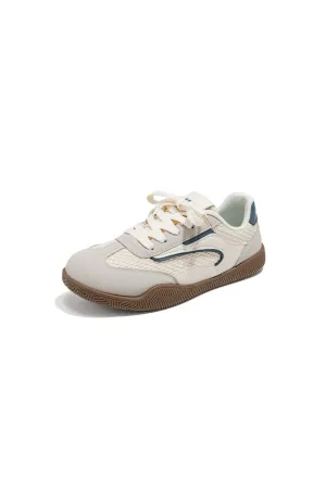 Contrast Round Toe Flat Sneakers
