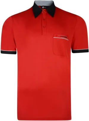 Contrasting Collar & Cuff Patterned Jersey Polo Shirt Red