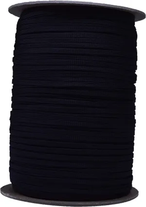 Coreless 550 Paracord - Flat Hollow Cord - Great for Computer Cable Sleeve - Black 1000 Feet
