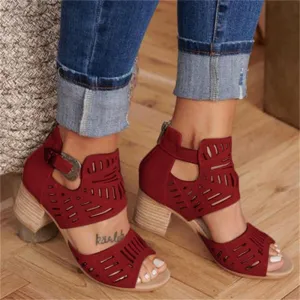 Creamtopmall Buckle Peep Toe Hollow Out  Shoes
