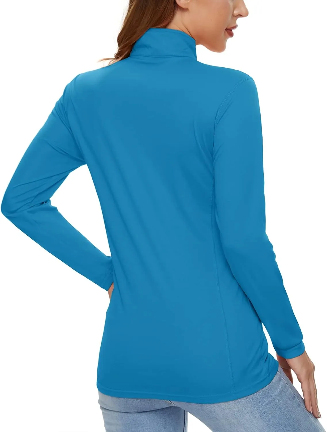 CRYSULLY Women's Long Sleeve Shirts Sun Protection 1/4 Zip Summer Quick Dry Hiking Shirts