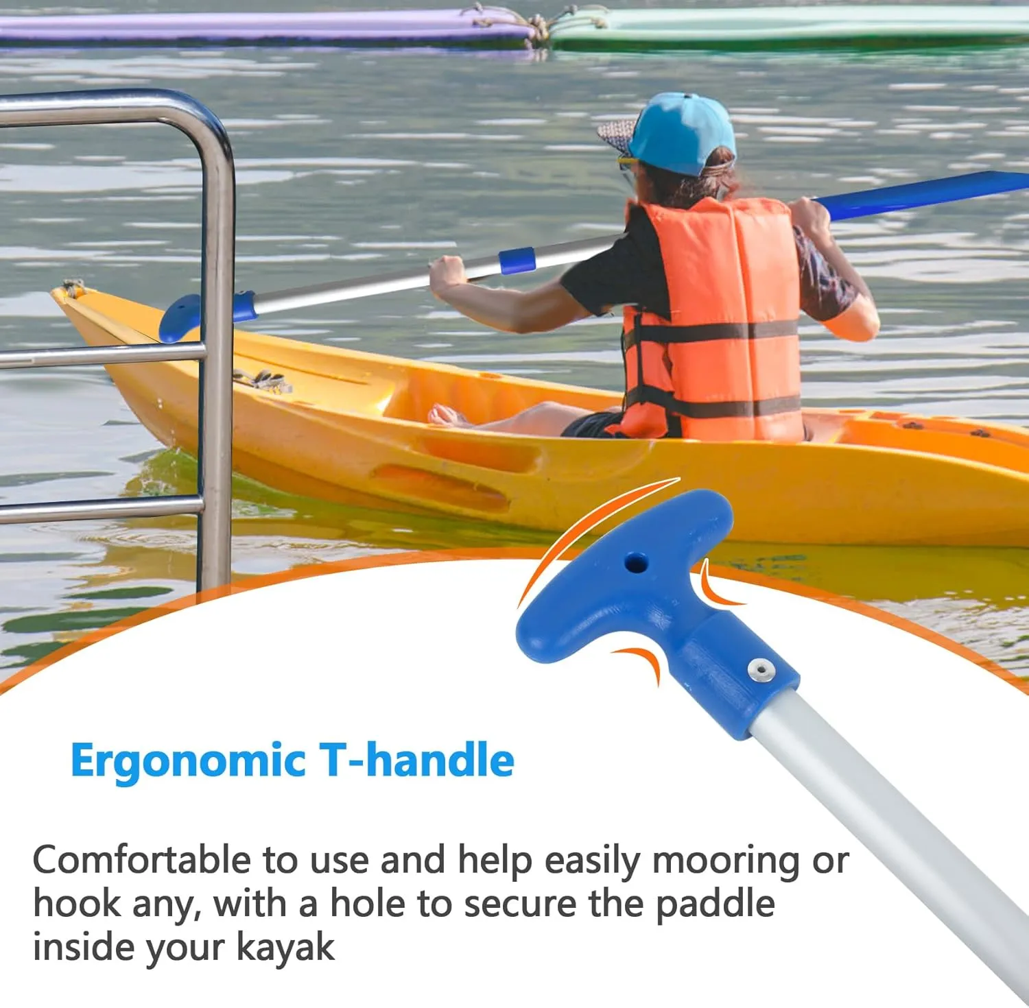 DEDU Boat Paddle Telescoping 2 Pack, Boat Oars Collapsible Emergency Paddle 21"-43" Adjustable, Telescoping Canoe Paddle Aluminum Shaft Anti Slip for Kids and Adults