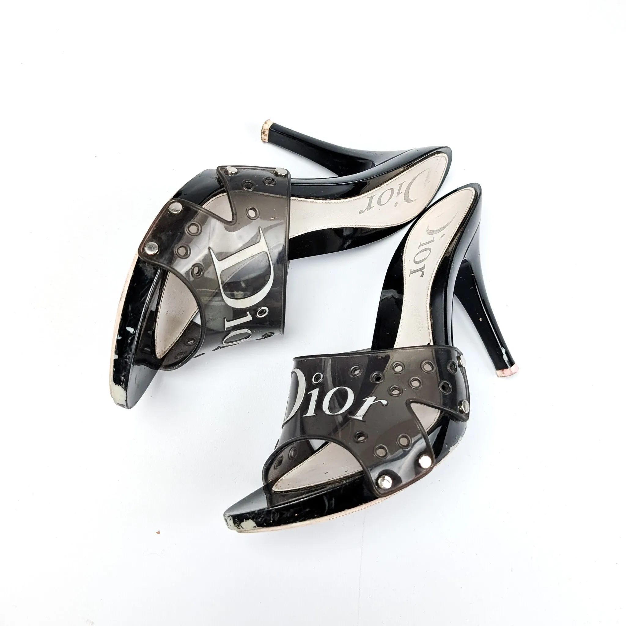 Dior White and Black Jelly Mules by Galliano - EU38|5UK|7US