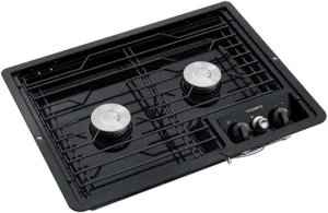 Dometic 9108717574 (50211) Drop-in Two-Burner 12V Cooktop with Wire Grate - Black, Electric