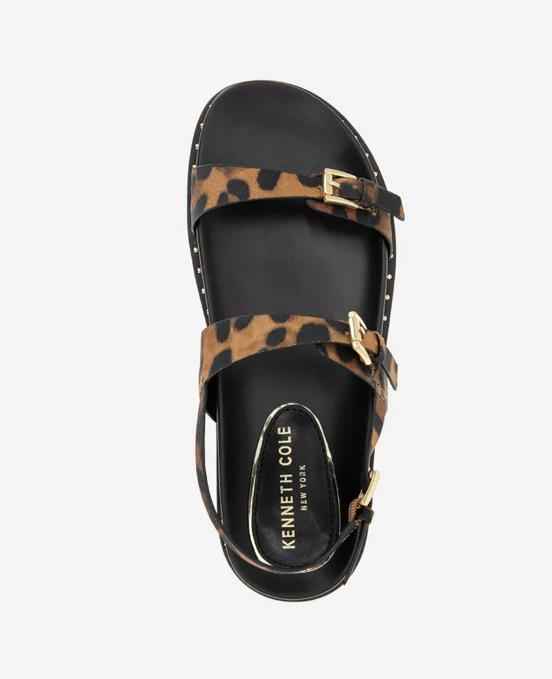 Drinity Leopard Print Band Buckle Sandal