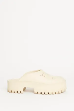Elea Ecru Rubber Preowned Platform Clogs