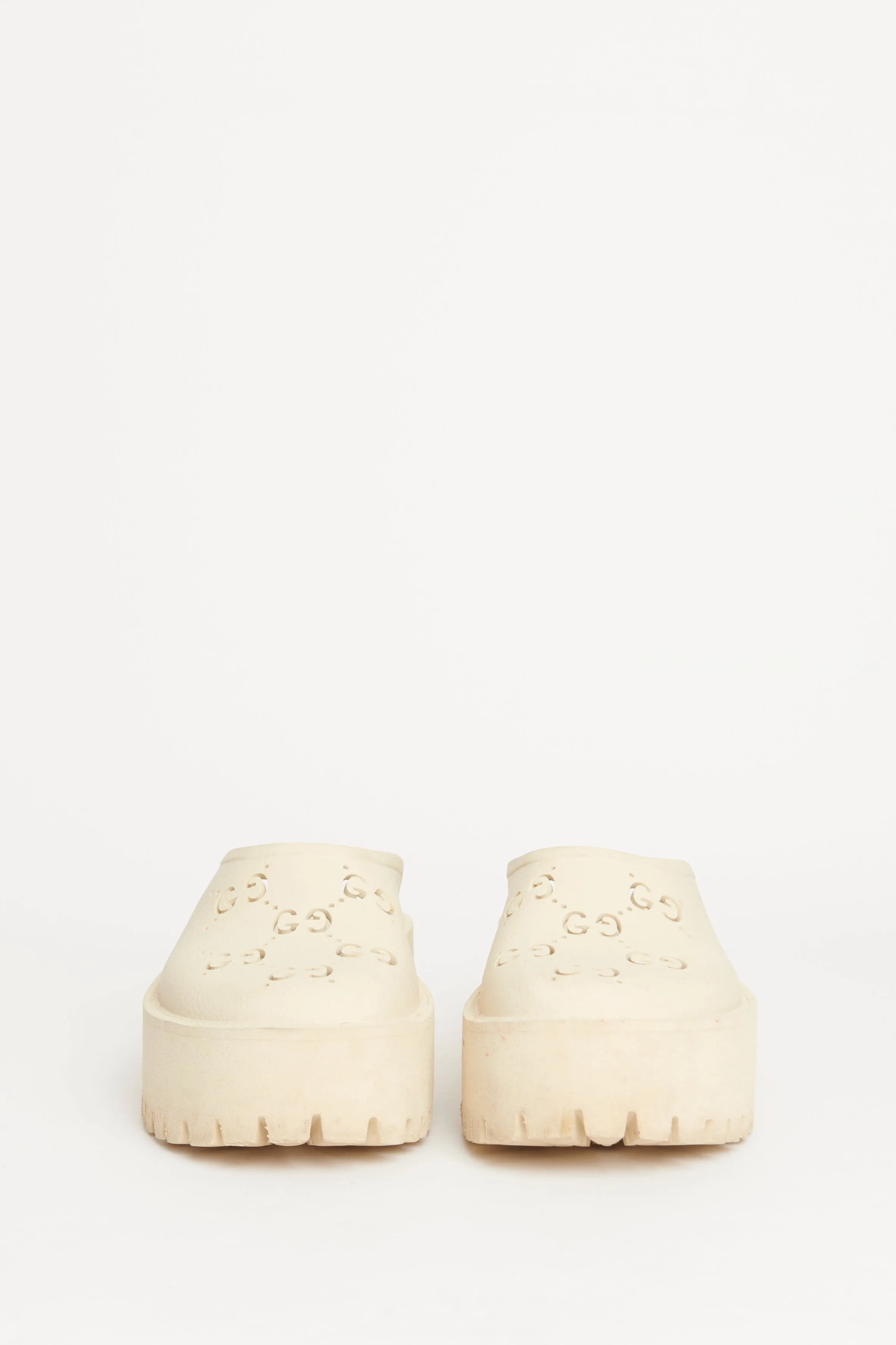 Elea Ecru Rubber Preowned Platform Clogs