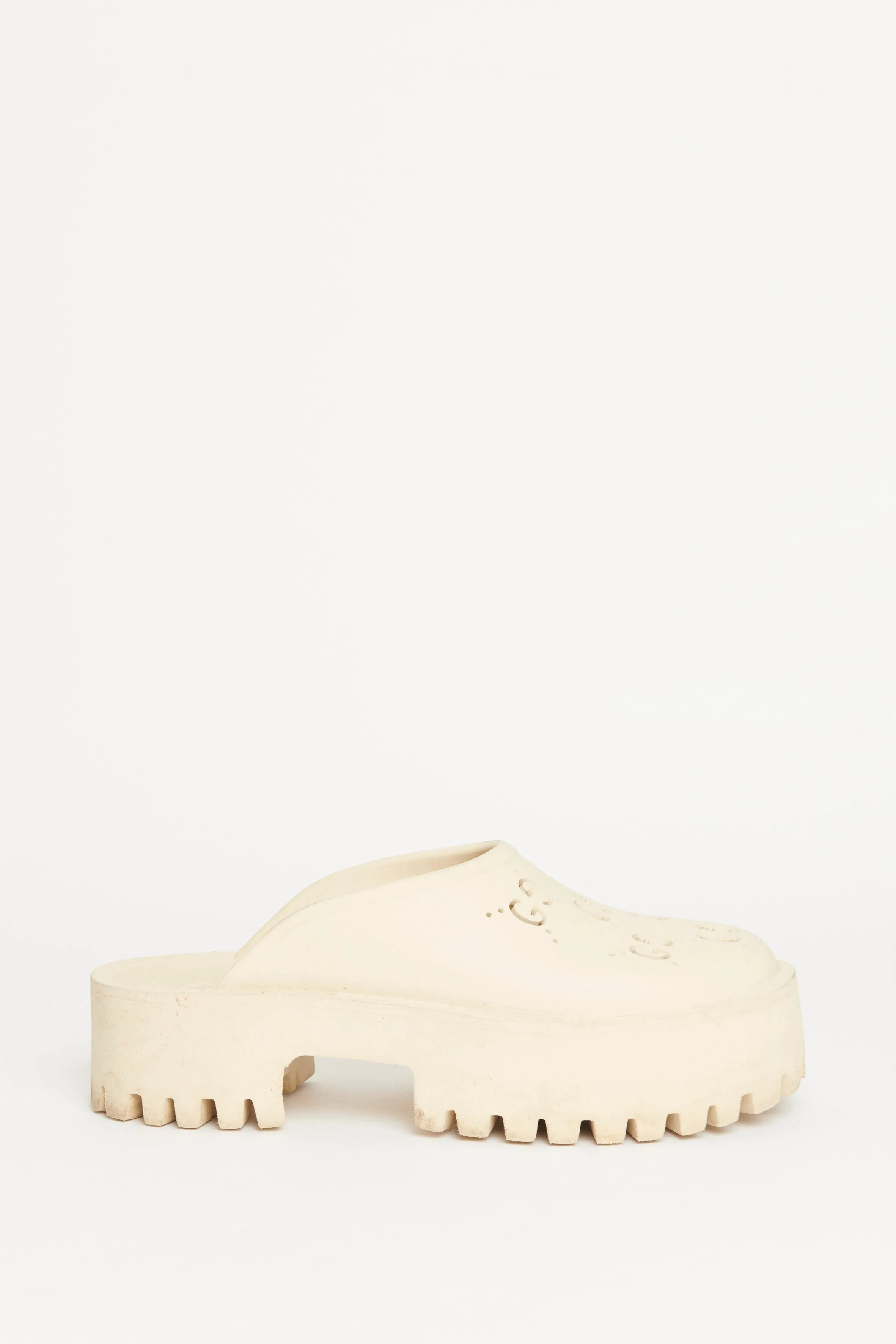 Elea Ecru Rubber Preowned Platform Clogs