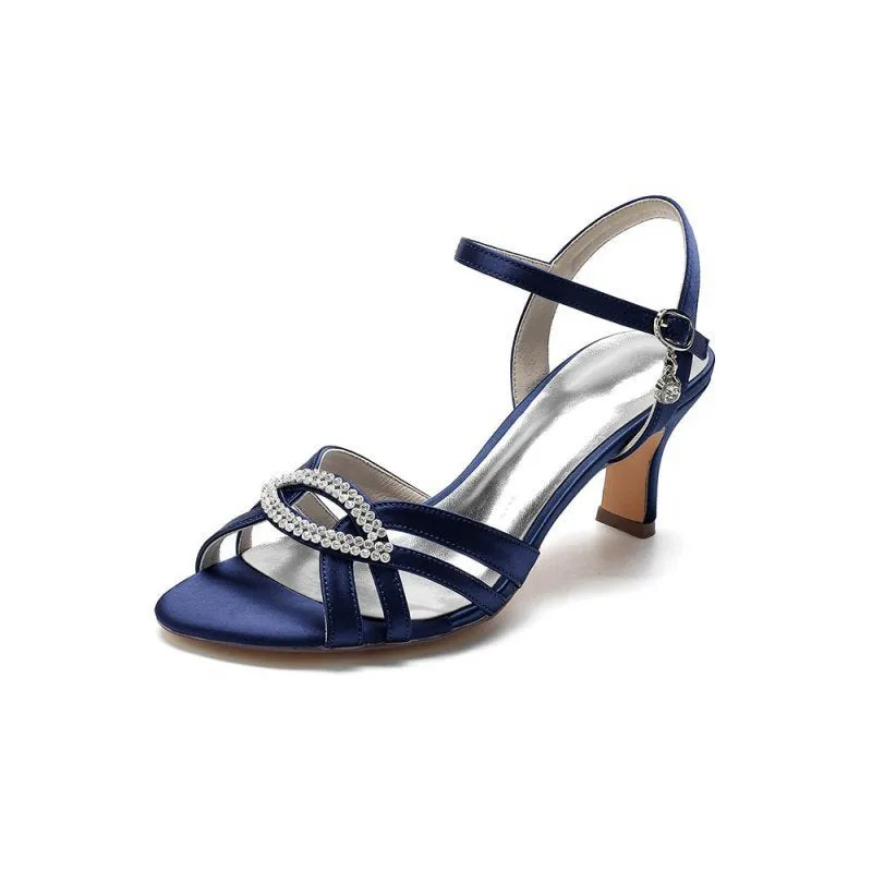 Elegant Satin Pump with Buckle and Crystal Accent