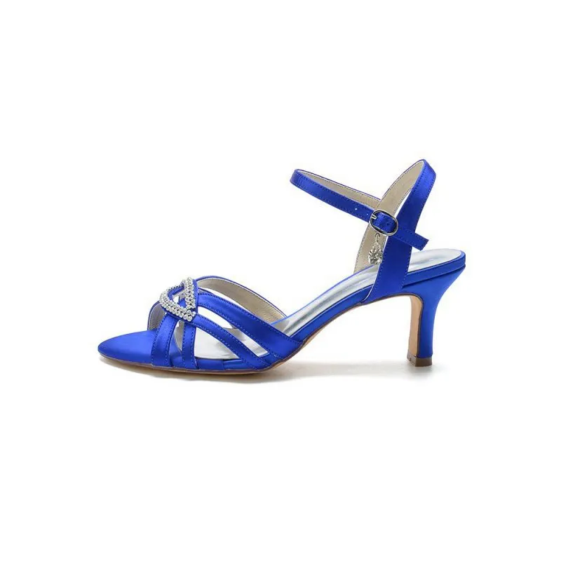 Elegant Satin Pump with Buckle and Crystal Accent