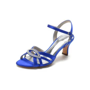 Elegant Satin Pump with Buckle and Crystal Accent