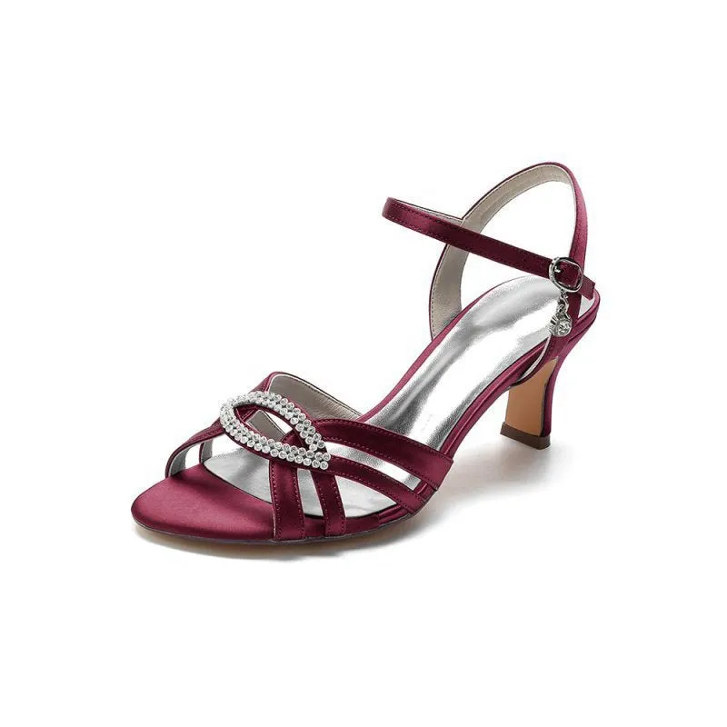 Elegant Satin Pump with Buckle and Crystal Accent