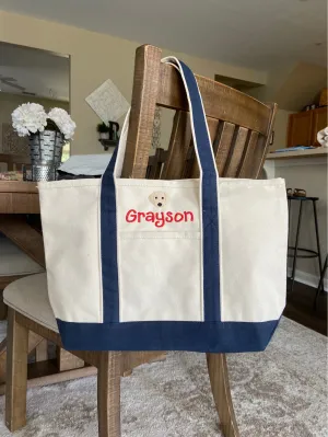 Embroidered Boat Tote