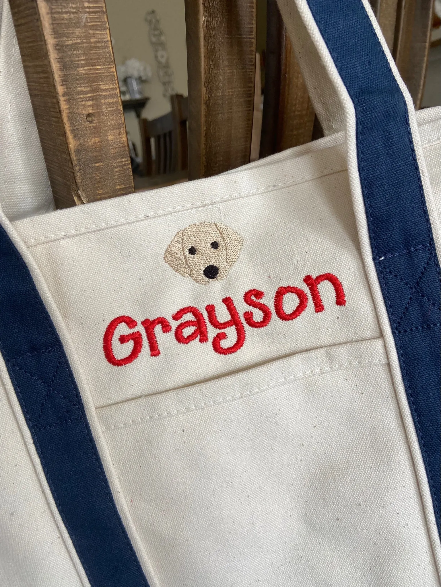 Embroidered Boat Tote
