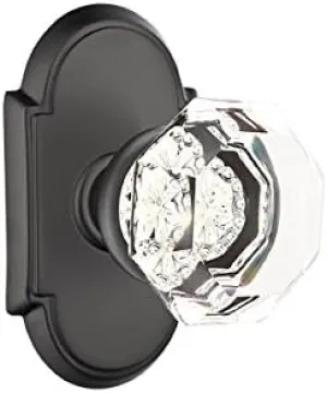 EMTEK #8 Rosette Privacy Set with Old Town Clear Knob - Available in 10 Finishes - 8208OTUS19 - Flat Black (US19)