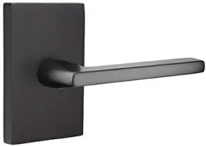 Emtek Dummy Set, Modern Rectangular Rosette, Helios Lever, Flat Black