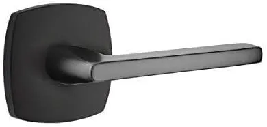 Emtek Passage Set, Urban Modern Rosette, Helios Lever (Left Hand, Flat Black)