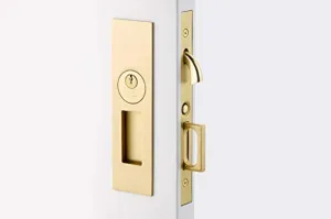 Emtek Pocket Door Mortise - Narrow Modern Rectangular Keyed Function (Flat Black)