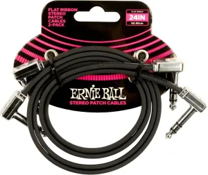 Ernie Ball Flat Ribbon Stereo Patch Cable 2-Pack, 24in Black (P06406)