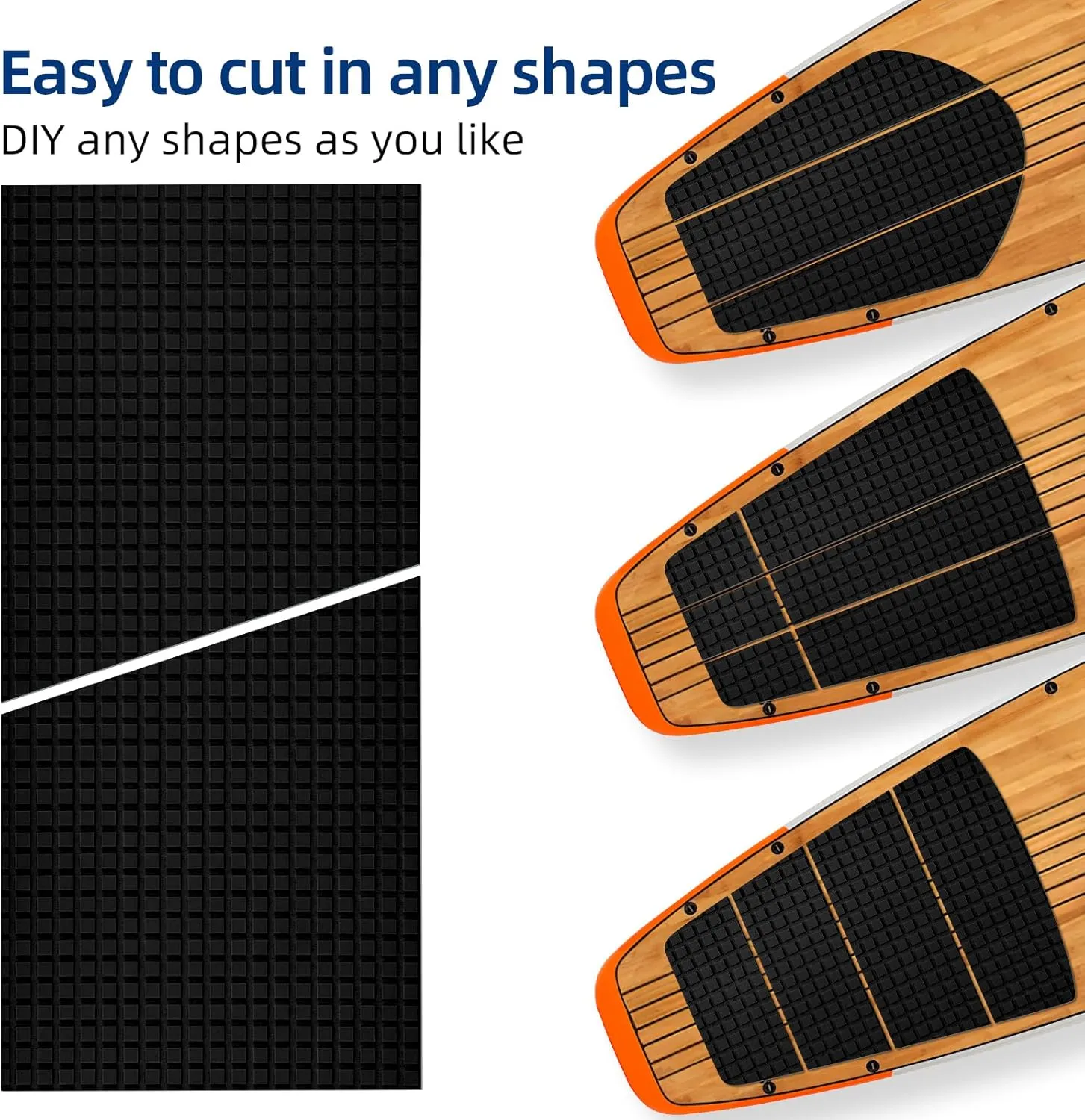 EVA Foam Boat Flooring Decking Sheet Surfboard Traction Pad Universal DIY Anti-Slip Grip Traction Mat for Kayak Yacht Fishing Boat Skateboard Skimboard Step RV Black Dark Grey