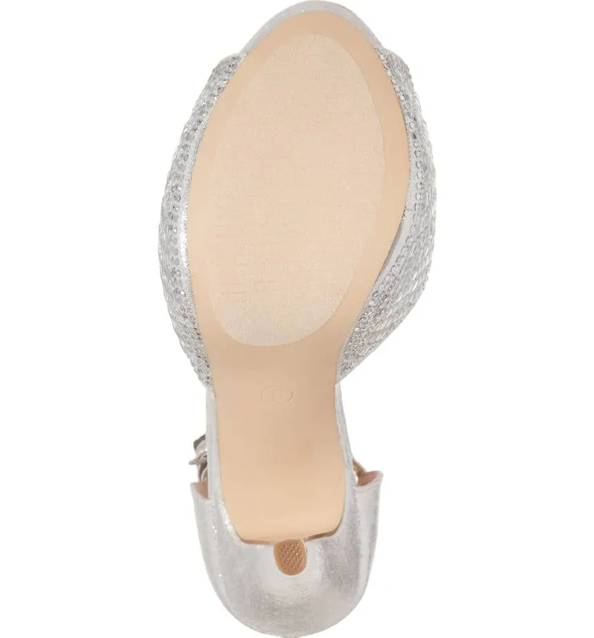 Extensive catalogue International coverage Sandals Lauren T-strap Crystal High Lorraine Silver Heel Embellished Pump Vivian