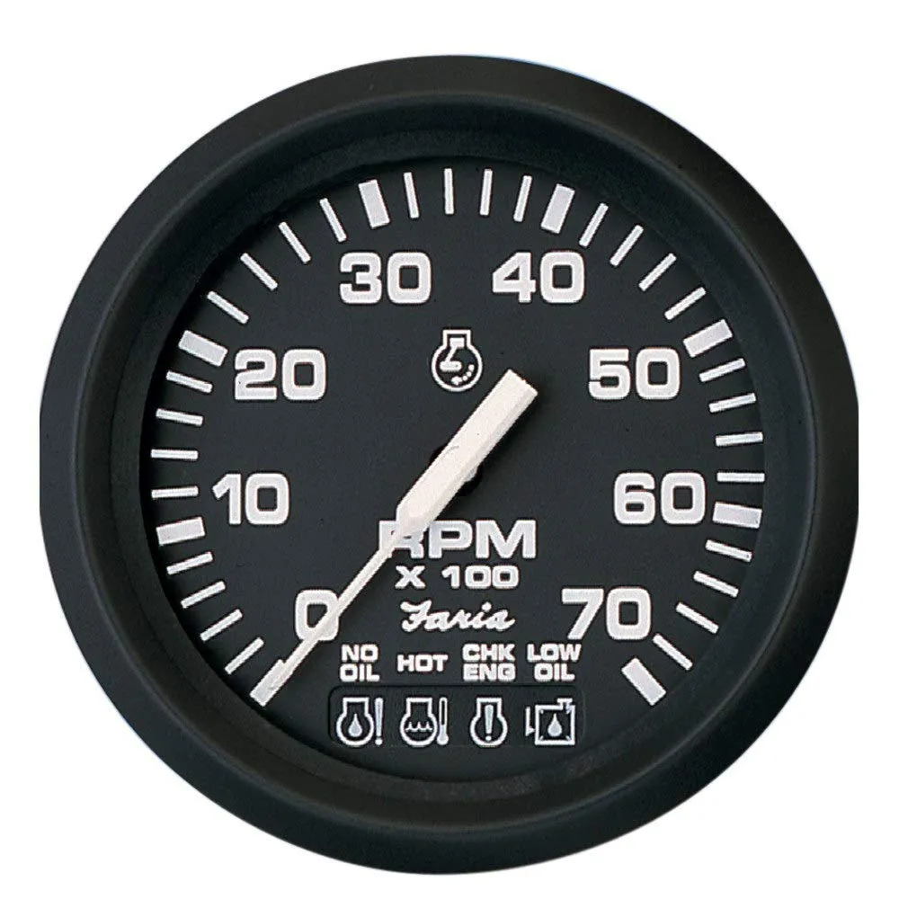 Faria Euro Black 4" Tachometer w/Systemcheck 7000 RPM (Gas) f/Johnson/Evinrude Outboard
