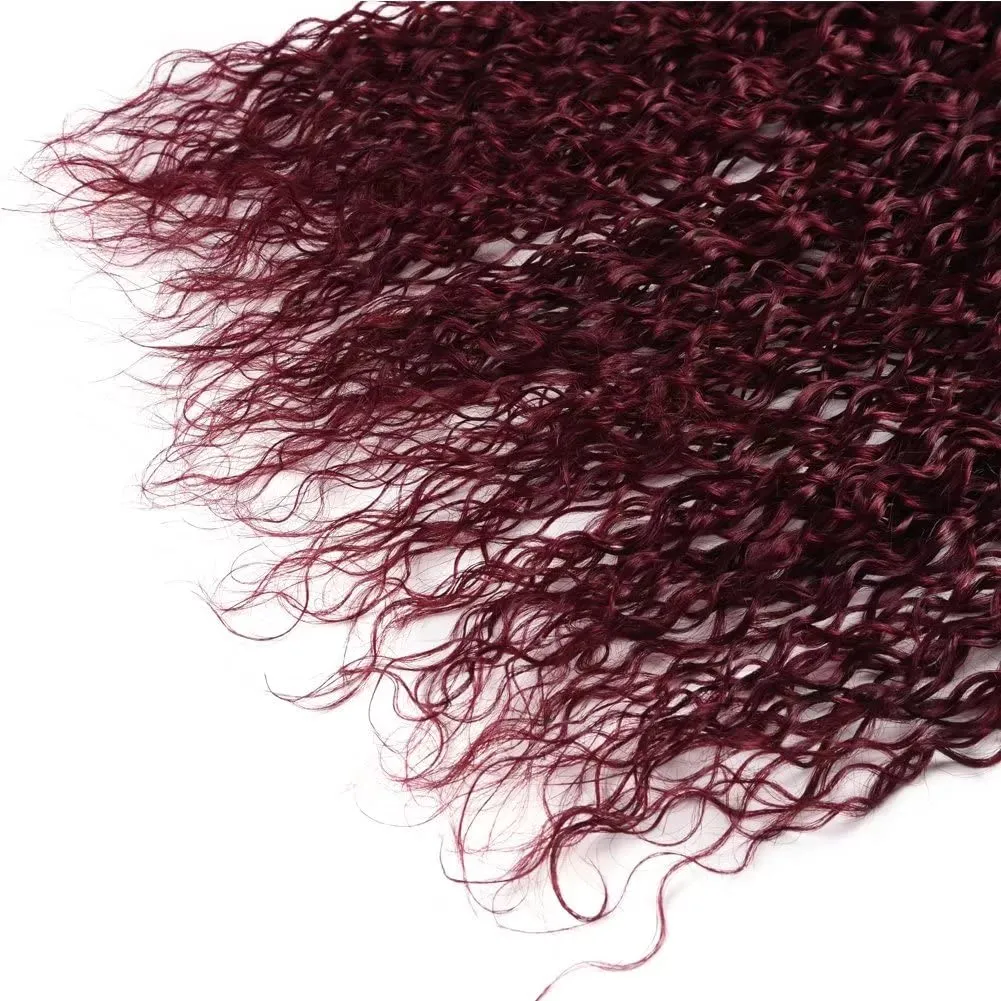 FEEL ME Ombre Hair Bundles Brazilian Water Wave Virgin Hair Bundles 1b/99j Black to Burgundy Ombre Brazilian Hair Weave Water Wave Ombre Human Hair Bundles 3Pcs 100% Human Hair Extensions(12 14 16)