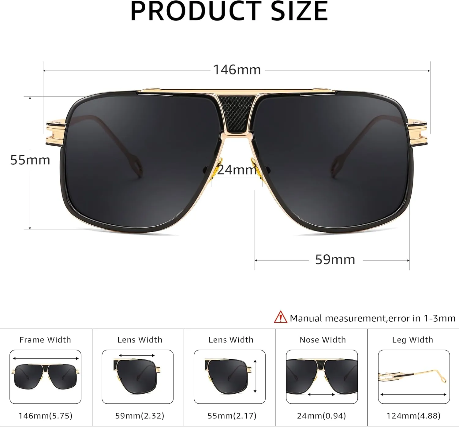 FEISEDY Sunglasses Mens Oversized Retro Metal Steampunk Shades Sunnies Fishing Driving B0272