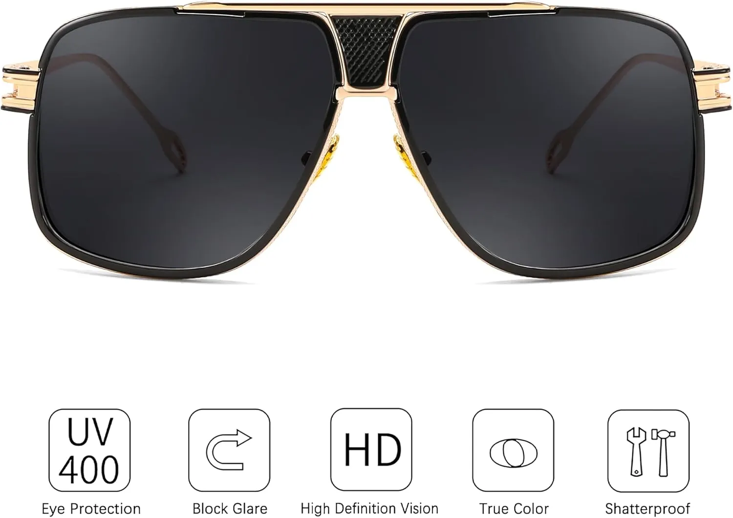 FEISEDY Sunglasses Mens Oversized Retro Metal Steampunk Shades Sunnies Fishing Driving B0272