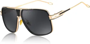 FEISEDY Sunglasses Mens Oversized Retro Metal Steampunk Shades Sunnies Fishing Driving B0272
