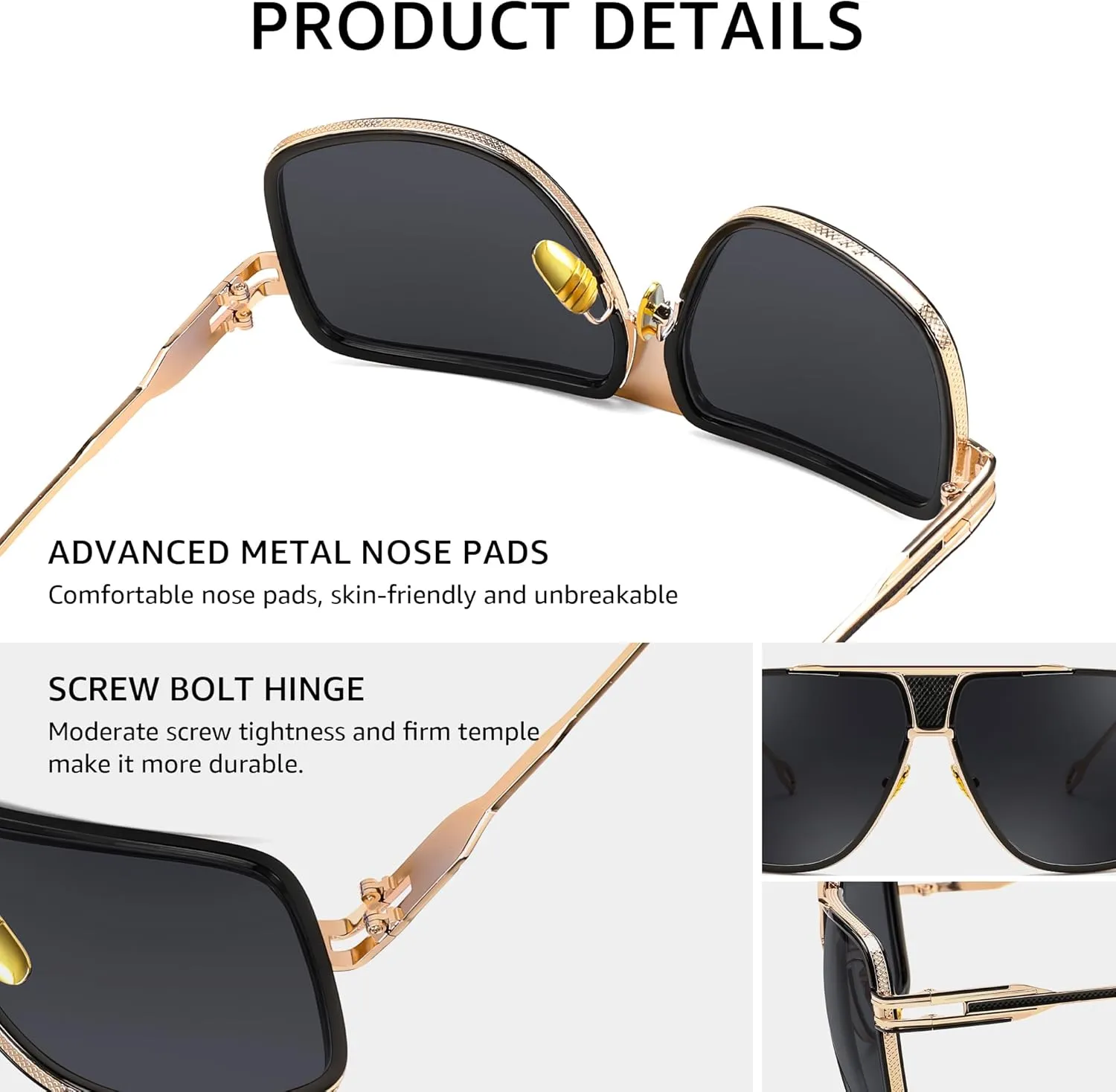 FEISEDY Sunglasses Mens Oversized Retro Metal Steampunk Shades Sunnies Fishing Driving B0272