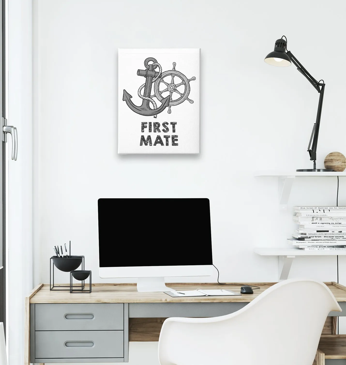 First Mate White Canvas Wall Art 35x40cm