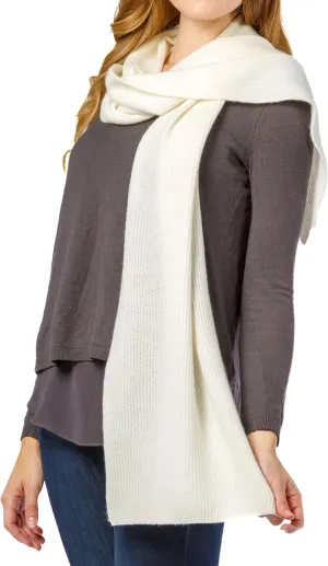 Fishers Finery Women's 100% Cashmere Ribbed Knit Winter Scarf | Black Label Box