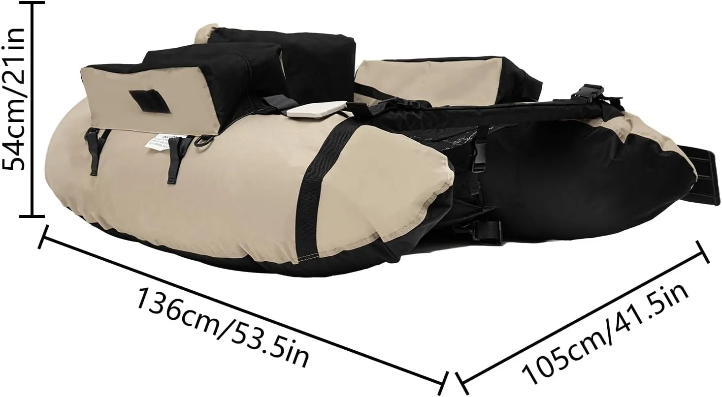 Fishing Float Tube, 286 LBS Load Capacity Inflatable Boats U-Shaped Fishing Raft with Hand Air Pump, Fish Ruler, Paddle, and Storage Pockets for Angling