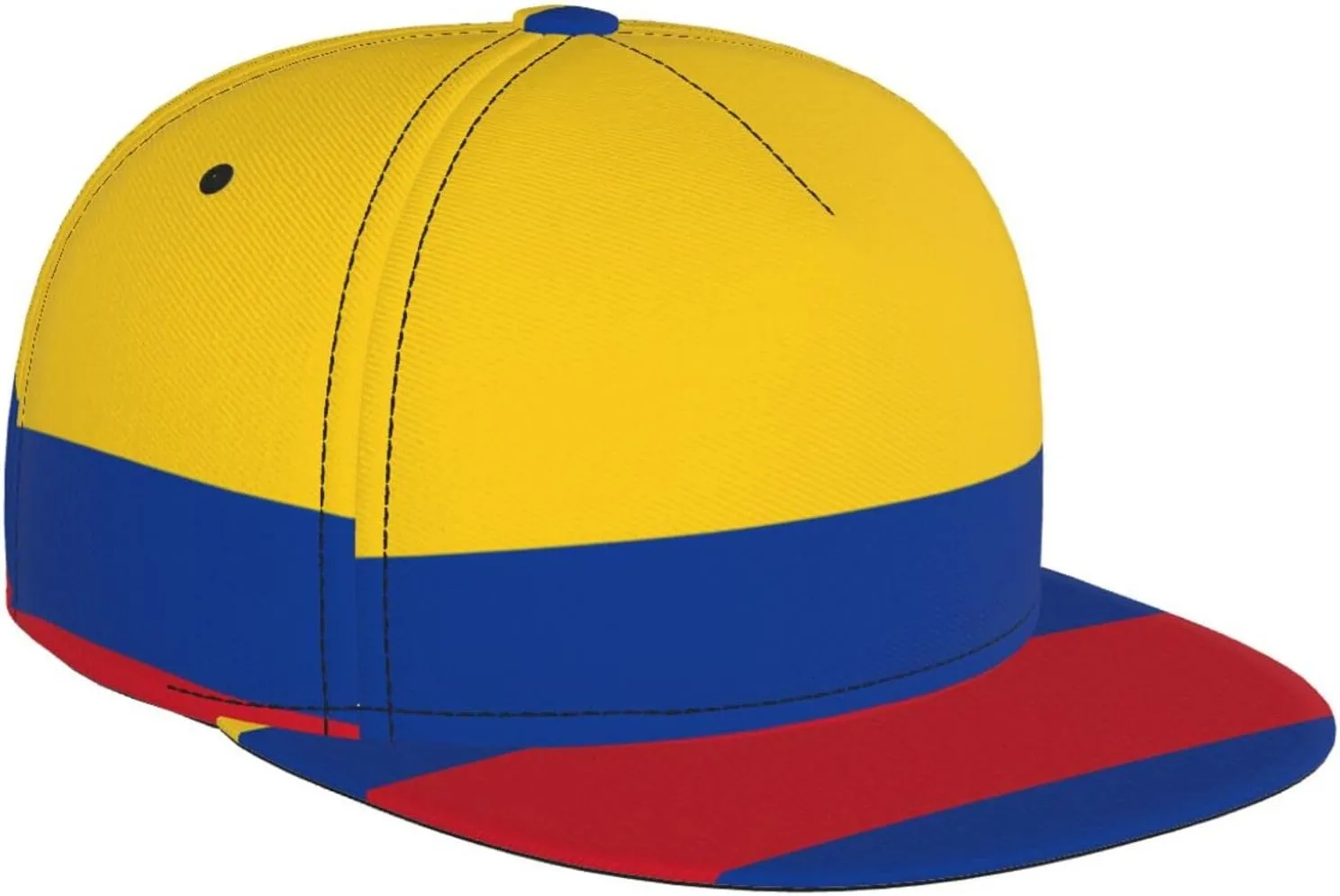 Flag of Colombia Outdoor Sports Baseball Cap, Daily Sports Adjustable Fashionable Flat Brim hat, Unisex Four-Season Outdoor Sports Cap, Black