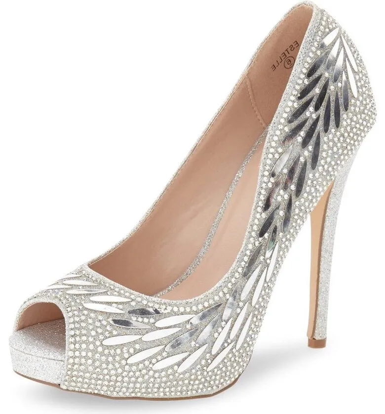 Formal Dress Prom Pump Summer event Estelle Wedding Toe Peep Rhinestone Pumps Lorraine Ready-made selection Lauren
