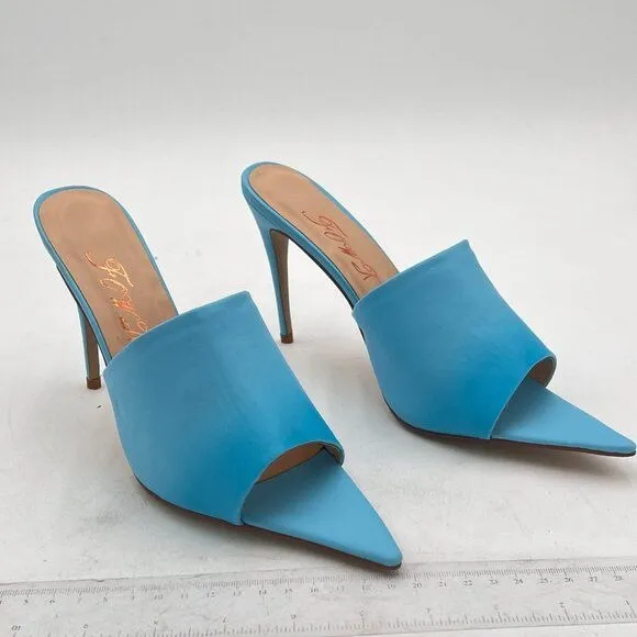 FOWT Blue Peep Toe Women's Slippers with Sexy High Heel Mule Girls Slide Sandals