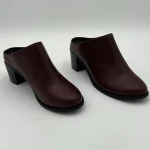 FOWT Brown High Chunky Heel Mule for Women Pointed Toe Pumps Loafers Dance Shoe