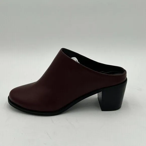 FOWT Brown High Chunky Heel Mule for Women Pointed Toe Pumps Loafers Dance Shoe