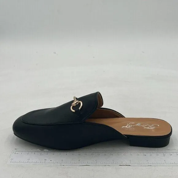 FOWT Buckle Mules for Women Flats Round Toe Mule Backless Slides Slip On Loafer
