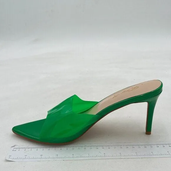 FOWT Green Clear PVC Mule Open Toe Transparent Women's Slipper High Heel Sandals