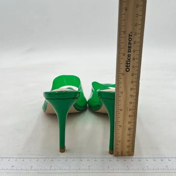 FOWT Green Clear PVC Mule Open Toe Transparent Women's Slipper High Heel Sandals