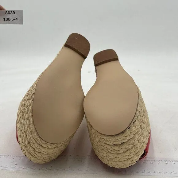 FOWT Red Platform Wedge Sandals Espadrilles Braided Open Toe Slip On Summer Mule