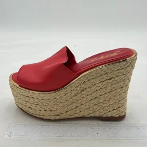FOWT Red Platform Wedge Sandals Espadrilles Braided Open Toe Slip On Summer Mule