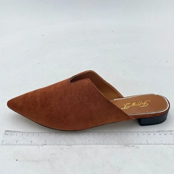 FOWT Women Fashion Suede Mules, Sexy Closed Pointed Toe Flat Loafer, Low Heel